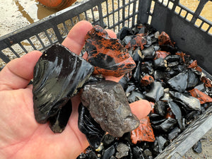 Obsidian Partially Tumbled 1 pound Roughstone.Rocks LLC